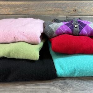 Lot of 6 100% Cashmere Sweater Lot Cutters Craft Repurpose Upcycle 3 lbs